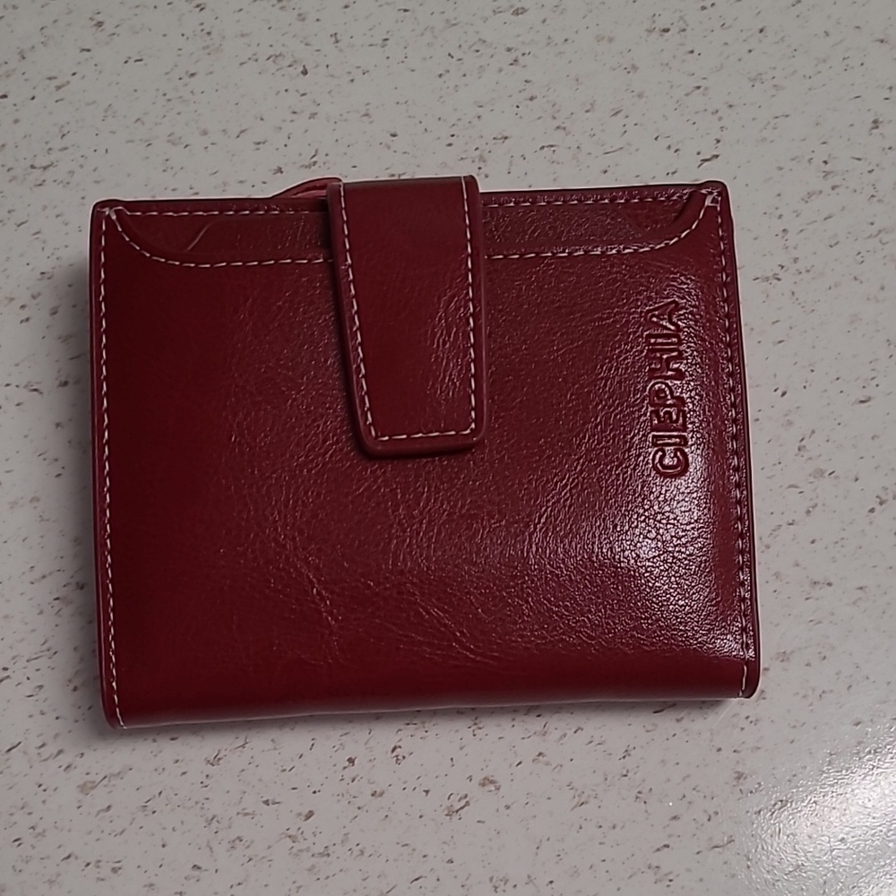 Vegan Leather Bifold Red Wallet
